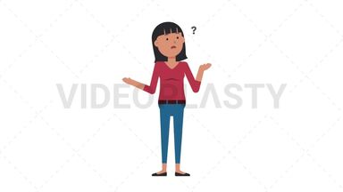 Asian Casual Woman Confused Stock Animation