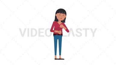 Asian Casual Woman Coughing Stock Animation