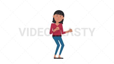 Asian Casual Woman Dancing Stock Animation