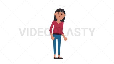 Asian Casual Woman Dizzy Stock Animation