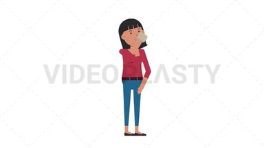 Asian Casual Woman Drinking Coffee Stock Animation