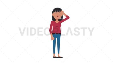 Asian Casual Woman Fever Stock Animation