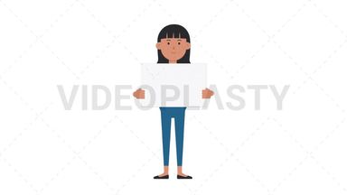 Asian Casual Woman Holding Poster Stock Animation