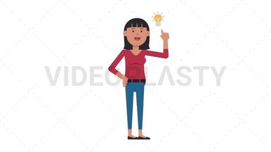 Asian Casual Woman Idea Stock Animation