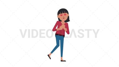 Asian Casual Woman In Love Stock Animation