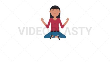 Asian Casual Woman Meditating Stock Animation