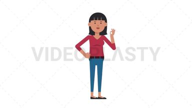 Asian Casual Woman OK Stock Animation
