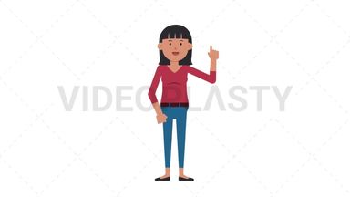 Asian Casual Woman Pointing Above Stock Animation
