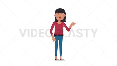 Asian Casual Woman Pointing Right Stock Animation