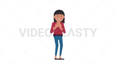 Asian Casual Woman Scared Stock Animation