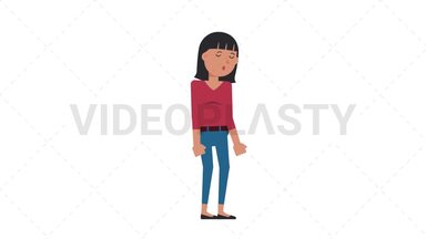 Asian Casual Woman Sleepy Stock Animation
