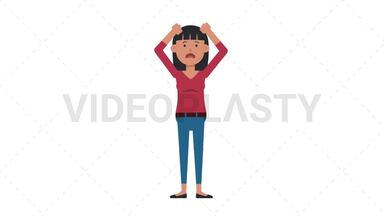 Asian Casual Woman Stressed Stock Animation