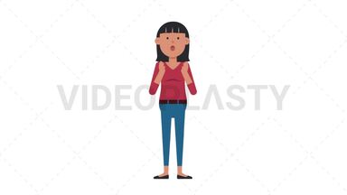 Asian Casual Woman Surprised Stock Animation