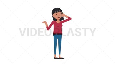 Asian Casual Woman Talking on Phone Angry Stock Animation