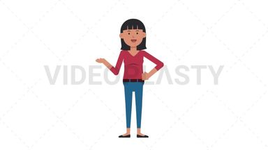 Asian Casual Woman Talking Stock Animation