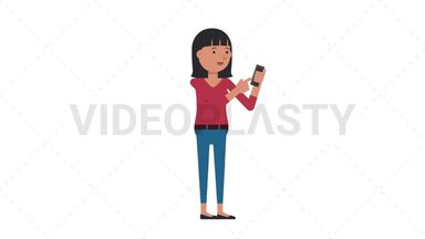 Asian Casual Woman Using Phone Happy Stock Animation