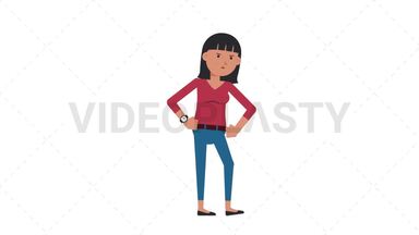 Asian Casual Woman Waiting Stock Animation