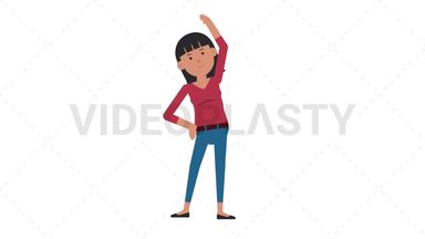 Asian Casual Woman Warmup Exercise Stock Animation