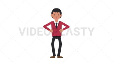Asian Corporate Man Angry Stock Animation