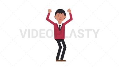 Asian Corporate Man Cheer Stock Animation