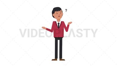 Asian Corporate Man Confused Stock Animation