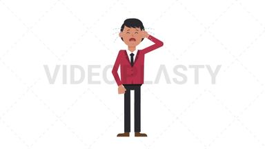 Asian Corporate Man Crying Stock Animation