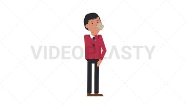 Asian Corporate Man Drinking Coffee Stock Animation
