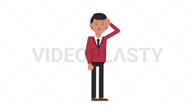 Asian Corporate Man Fever Stock Animation