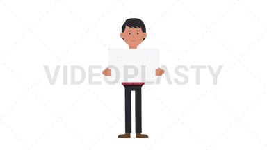 Asian Corporate Man Holding Poster Stock Animation
