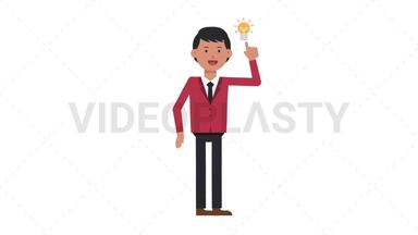 Asian Corporate Man Idea Stock Animation