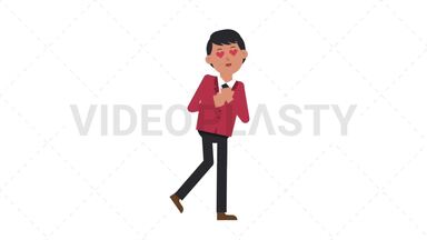 Asian Corporate Man In Love Stock Animation