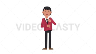 Asian Corporate Man Laughing Stock Animation