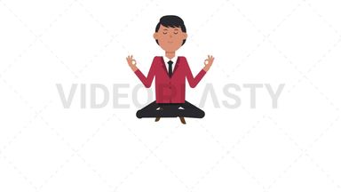 Asian Corporate Man Meditating Stock Animation