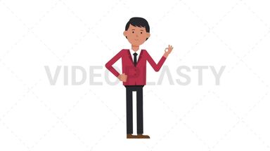 Asian Corporate Man OK Stock Animation