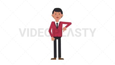 Asian Corporate Man Pointing Below Stock Animation