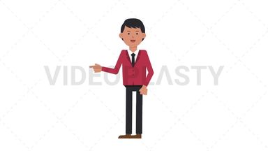 Asian Corporate Man Pointing Left Stock Animation