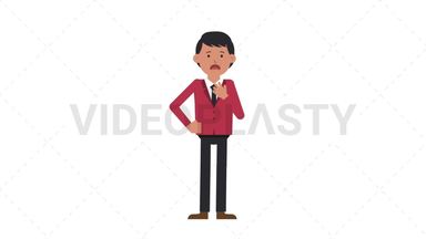 Asian Corporate Man Shortness of Breath Stock Animation