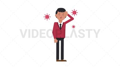Asian Corporate Man Sick with Covid Stock Animation