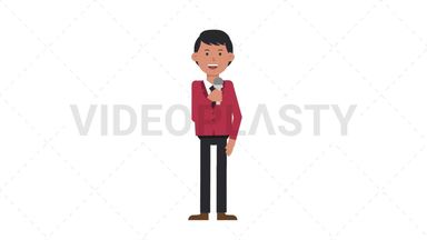 Asian Corporate Man Talking on Microphone Stock Animation