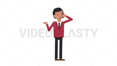 Asian Corporate Man Talking on Phone Angry Stock Animation
