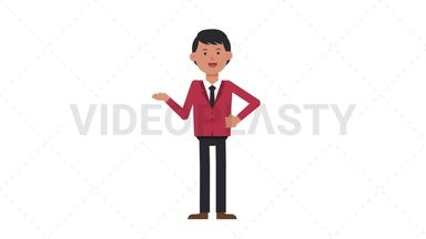 Asian Corporate Man Talking Stock Animation