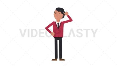 Asian Corporate Man Thinking Stock Animation