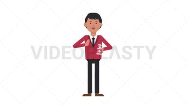 Asian Corporate Man Using Disinfectant Spray Stock Animation