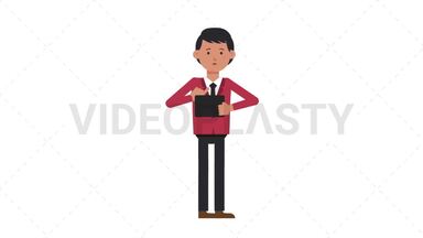 Asian Corporate Man Using Tablet Sad Stock Animation