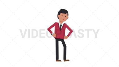 Asian Corporate Man Waiting Stock Animation