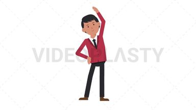 Asian Corporate Man Warmup Exercise Stock Animation