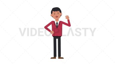Asian Corporate Man Waving Stock Animation
