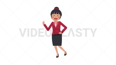 Asian Corporate Woman Approving Stock Animation