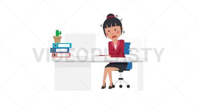 Asian Corporate Woman Being Stressed at Work Stock Animation