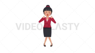 Asian Corporate Woman Being Surprised Stock Animation